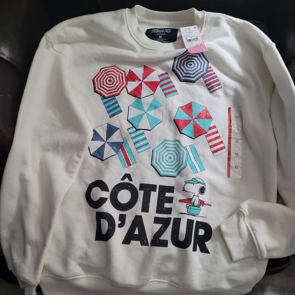 Women's Peanuts Cote D'Azur Sweatshirt Sz XS - Picture 2 of 4